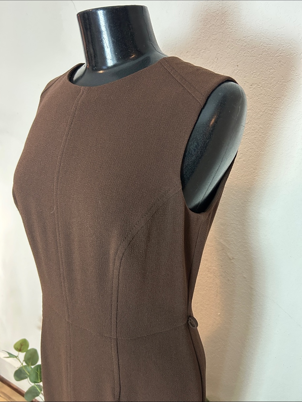 Anne Klein, sz 8, GUC, brown sheath dress with belt loops - Picture 2 of 8